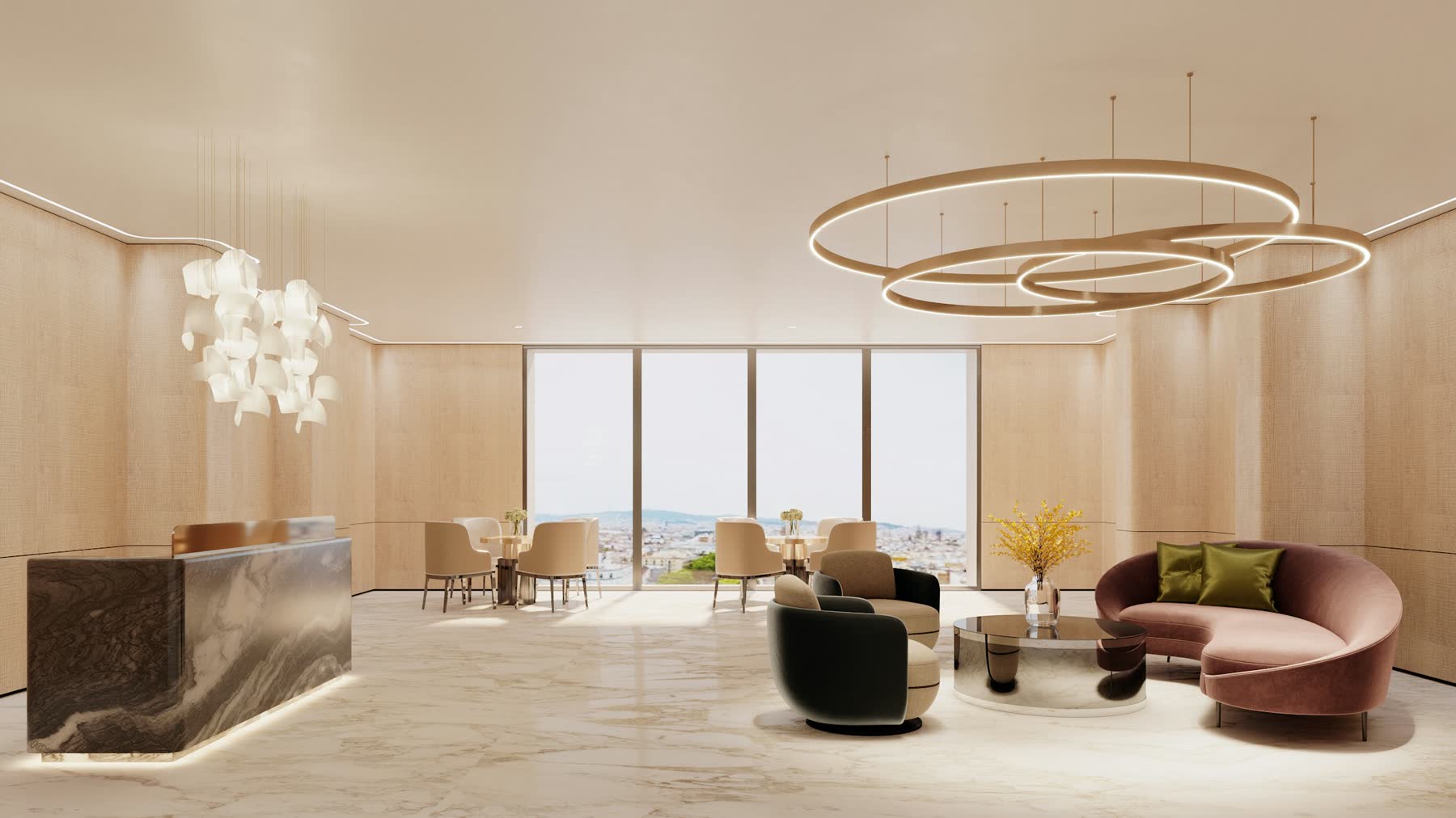 Lobby de travertin